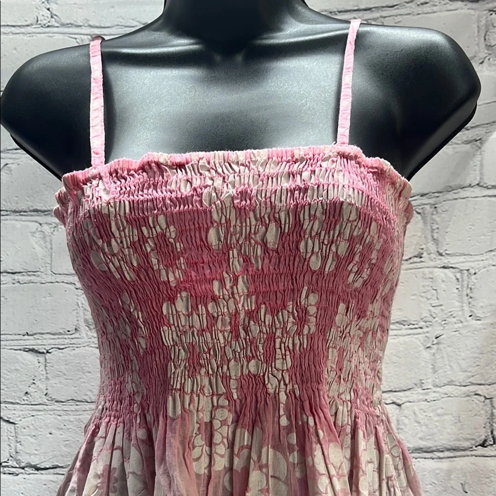 Pink Mini Sundress with Spaghetti Straps and Ombre Design - Picture 4 of 8